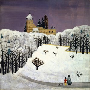 Birseck Castle In The Snow by Fritz Baumann Oil Painting