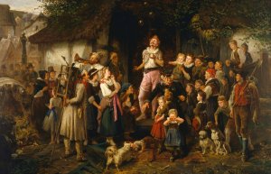 The juggler- a village fair by Fritz Beinke Oil Painting