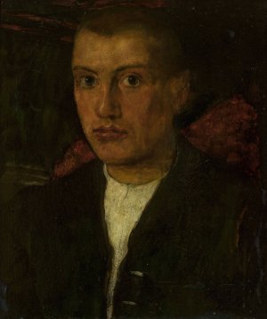 Self-portrait by Fritz Boehle Oil Painting