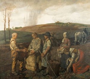 The Potato Harvest by Fritz Boehle Oil Painting