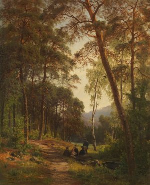 Picknick auf der Waldlichtung by Fritz Ebel Oil Painting
