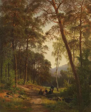Picknick auf der Waldlichtung by Fritz Ebel Oil Painting
