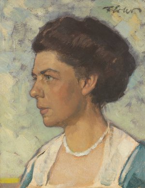 Bildnis von Olga Erler by Fritz Erler Oil Painting