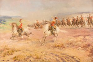 Attack of the Prussian Leib-Garde-Husaren regiment by Fritz Grotemeyer Oil Painting