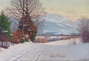 A Sunny Winter Day by Fritz Muller-Landeck Oil Painting