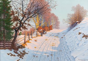 A Sunny Winter Path by Fritz Muller-Landeck Oil Painting
