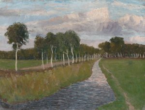 Evening at Moor channel II by Fritz Overbeck Oil Painting