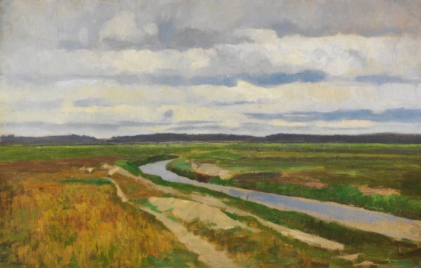 Moorkanal in der Hammeniederung  by Fritz Overbeck - Hand-Painted Oil Painting Reproduction