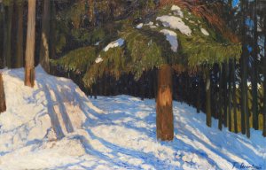 Tannenwald im Schnee by Fritz Overbeck Oil Painting