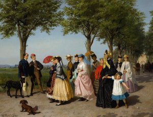 A Promenade by Fritz Paulsen Oil Painting