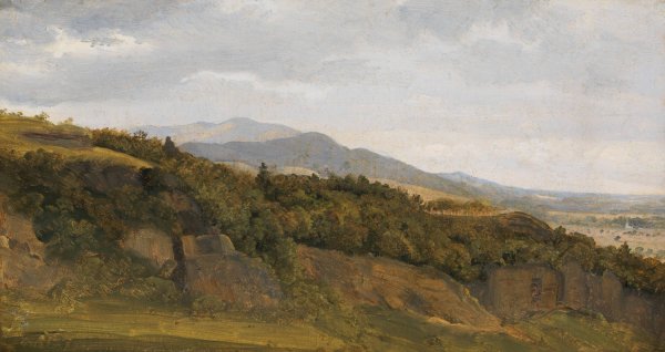 German Landscape with View towards a Broad Valley  by Fritz Petzholdt - Hand-Painted Oil Painting Reproduction