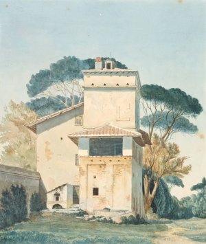 Raffaels atelier i Villa Borgheses have. Rom by Fritz Petzholdt Oil Painting