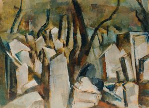 Judischer Friedhof in Prag by Fritz Schwarz-Waldegg Oil Painting