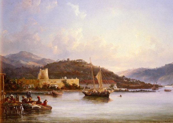 Unloading Vegetables in Charlotte Amalie, St. Thomas by Fritz Sigfred Georg Melbye - Hand-Painted Oil Painting Reproduction