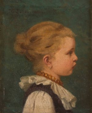 Portrait of a little girl by Fritz Sonderland Oil Painting