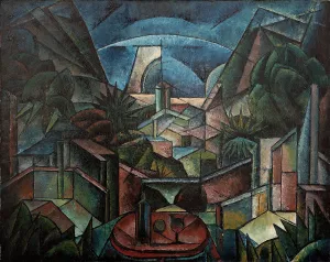 Kubofuturistische Landschaft by Fritz Stuckenberg Oil Painting