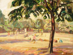 Legende Born I Faelledparken by Fritz Syberg Oil Painting