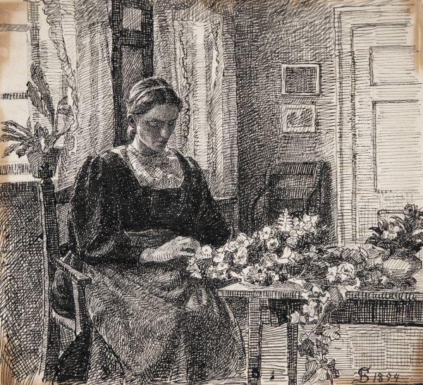 Min hustru  by Fritz Syberg - Hand-Painted Oil Painting Reproduction