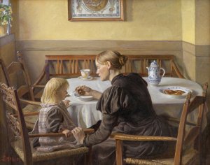 Mother and Child by Fritz Syberg Oil Painting