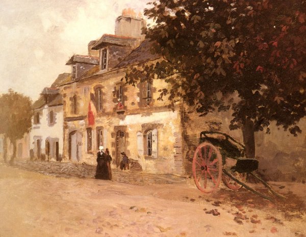 Main Product Photo of A Village Street In France Painting by Fritz Thaulow