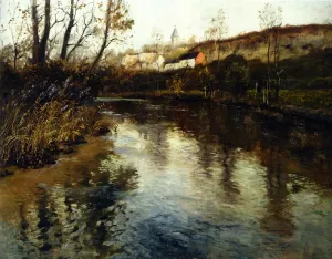 Elvelandskap by Fritz Thaulow - Oil Painting Reproduction