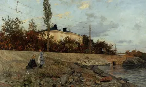 Evening at the Bay of Frogner by Fritz Thaulow - Oil Painting Reproduction