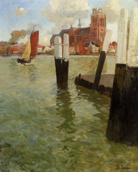 Main Product Photo of L'Embarcadere, Dordrecht Painting by Fritz Thaulow