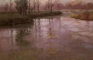 On A French River Oil painting by Fritz Thaulow