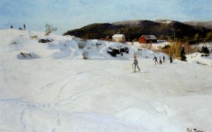 Skilopere by Fritz Thaulow Oil Painting