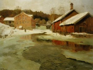 Vintersol by Fritz Thaulow Oil Painting