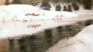 Winter at Simoa River by Fritz Thaulow Oil Painting