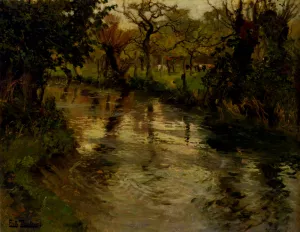 Woodland Scene with a River by Fritz Thaulow Oil Painting