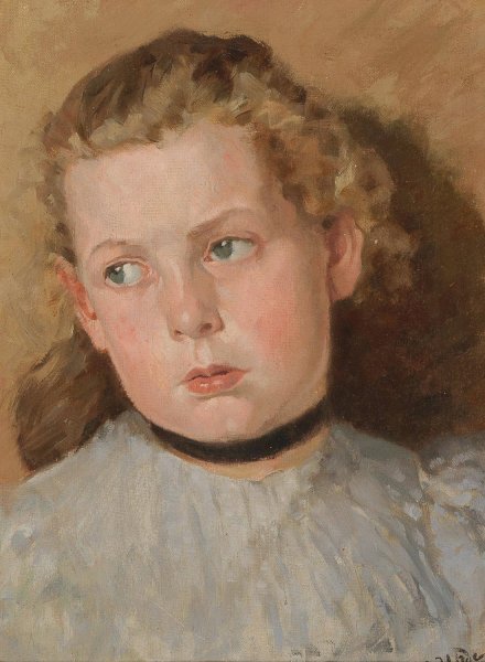 Main Product Photo of Bildnis eines Madchens mit schwarzem Halsband Painting by Fritz Von Uhde