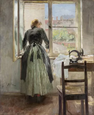By the Window by Fritz Von Uhde Oil Painting