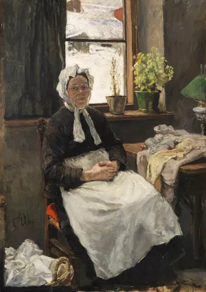 Die alte Naherin by Fritz Von Uhde Oil Painting