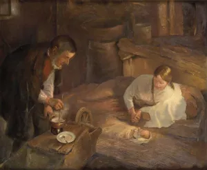Heilige Nacht by Fritz Von Uhde Oil Painting