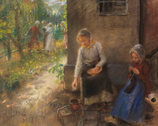 Main Product Photo of Hof in Zandvoort  Painting by Fritz Von Uhde