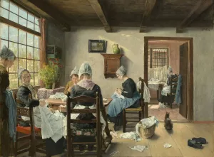 Hollandische Nahstube by Fritz Von Uhde Oil Painting