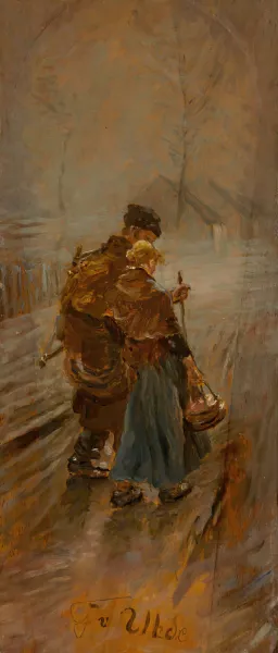 Schwerer Gang by Fritz Von Uhde Oil Painting