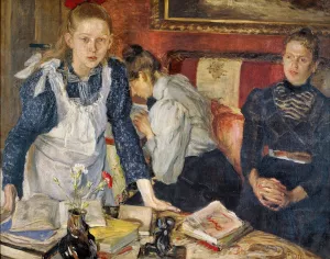 The Lesson by Fritz Von Uhde Oil Painting
