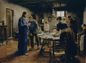 The Mealtime Prayer by Fritz Von Uhde Oil Painting