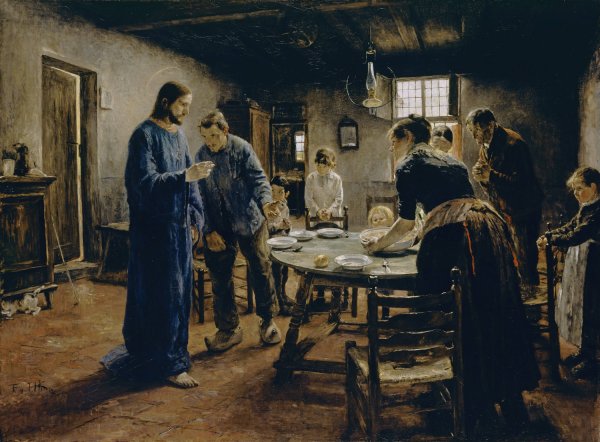 Main Product Photo of The Mealtime Prayer  Painting by Fritz Von Uhde