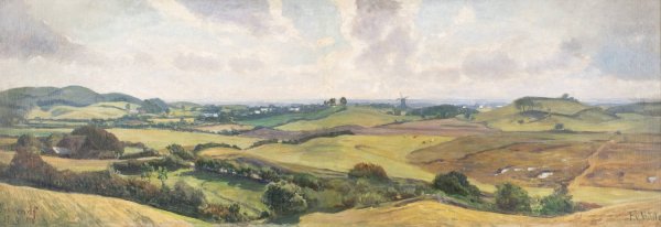 View in the valley near Brekendorf by Fritz Von Wille - Hand-Painted Oil Painting Reproduction