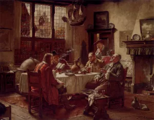 A Literary Gathering by Fritz Wagner - Oil Painting Reproduction