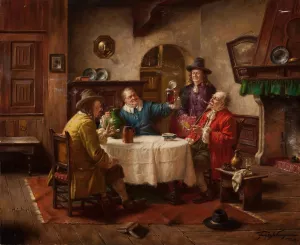 Gentlemen's Conversation by Fritz Wagner Oil Painting