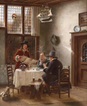Herrenrunde by Fritz Wagner Oil Painting
