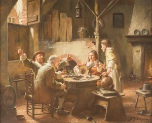 Merry gathering by Fritz Wagner Oil Painting