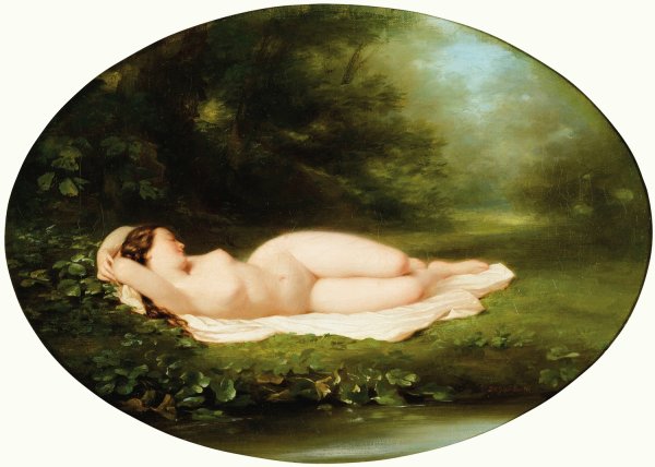 Main Product Photo of Bather Asleep Painting by Fritz Zuber-Buhler