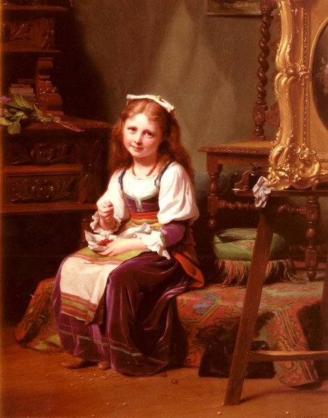 Main Product Photo of The First Cherries Painting by Fritz Zuber-Buhler