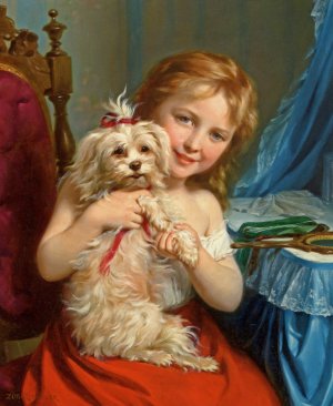 Young Girl with Bichon Frise
